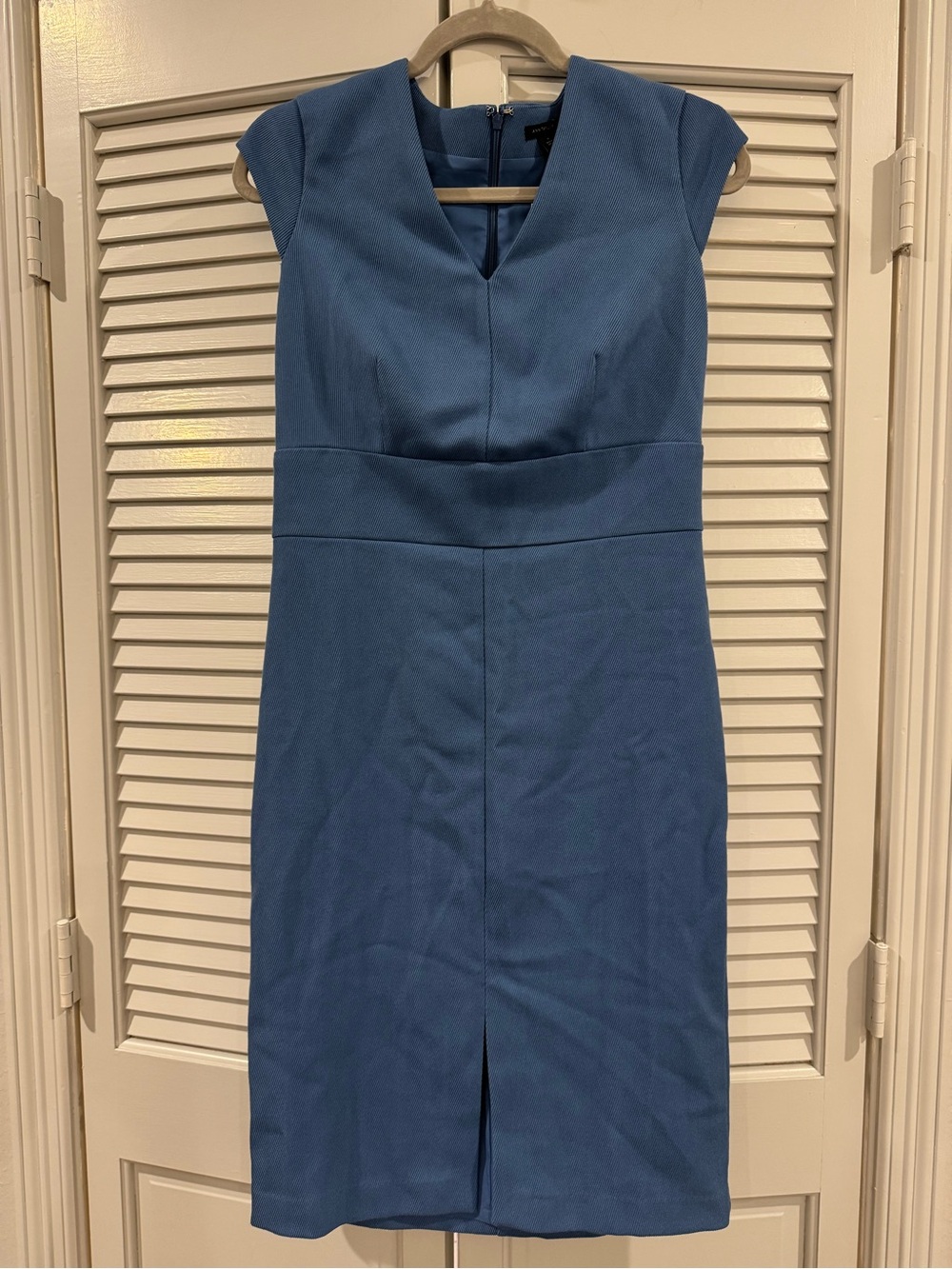 Ann Taylor Steel Blue Cap-Sleeve Sheath Dress